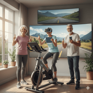 Personas disfrutando de spinning VR en SmartCycleVR.