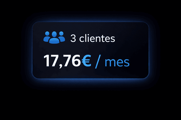 Visualización de clientes y tarifa mensual en AJ Spinning VR.