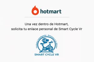 Imagen promocional de Smart Cycle VR en Hotmart para entrenamiento de ciclismo virtual.